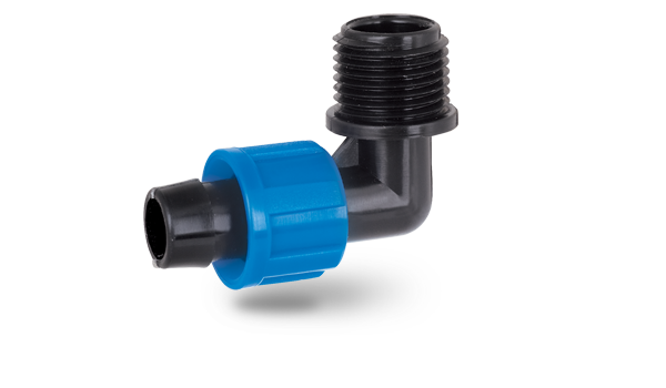 Dripline Elbow with Nut and Male Thread