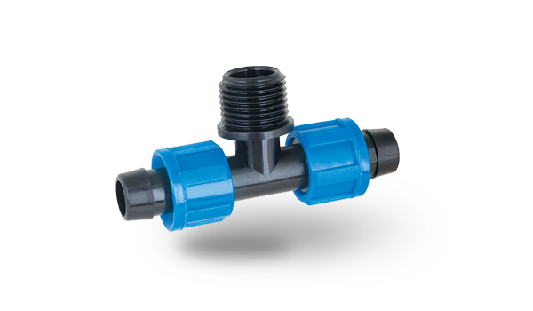 Dripline Tee with Nut and Male Thread